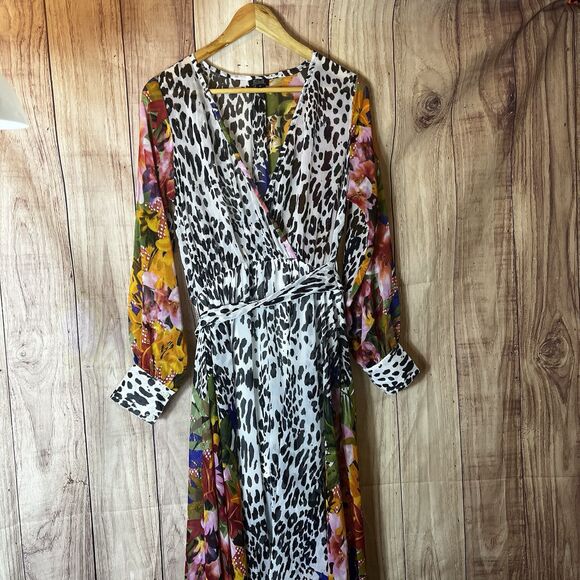 Spy Zone Exchange Dress Women’s Size Medium Animal Floral Print Sheer Maxi - Picture 12 of 12
